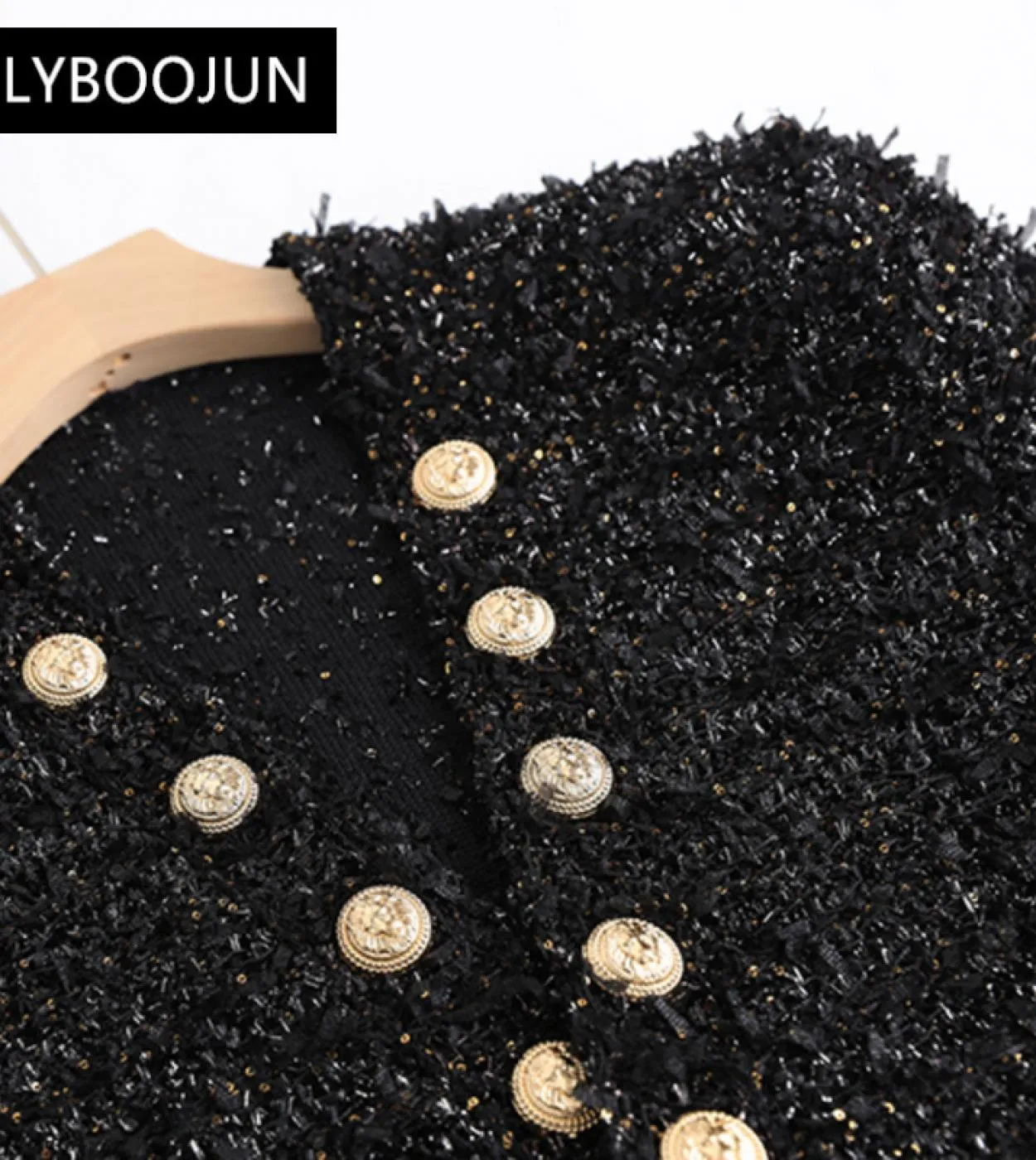 Blazer Abiti da donna Elegante elegante cappotto streetwear in seta brillante con scollo a V Cardigan nero scintillante lavorato