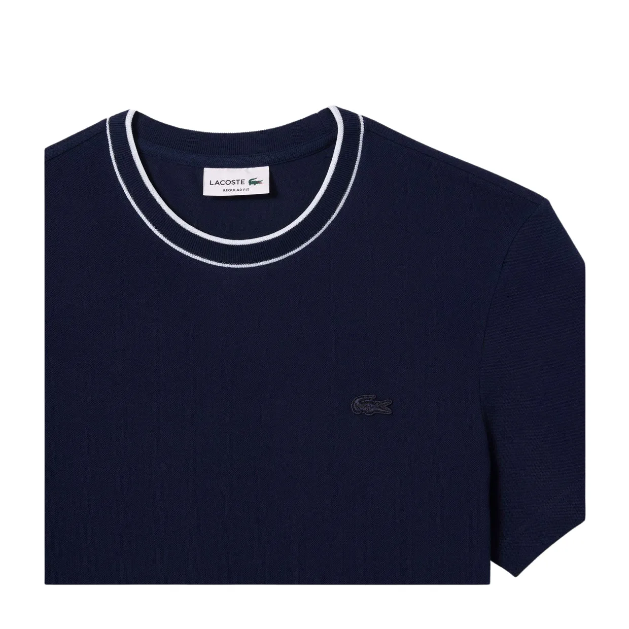 T-shirt Uomo Lacoste Colletto Righe Blu Navy